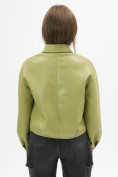 Оптом Короткая кожаная куртка женская зеленого цвета 246Z в Казани, фото 13