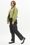 Оптом Короткая кожаная куртка женская зеленого цвета 246Z в Казани, фото 3