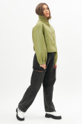 Оптом Короткая кожаная куртка женская зеленого цвета 246Z в Казани, фото 7