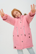 Оптом Парка зимняя подростковая для девочки розового цвета 2490R, фото 2