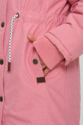 Оптом Парка зимняя подростковая для девочки розового цвета 2490R, фото 8