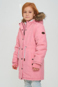 Оптом Парка зимняя подростковая для девочки розового цвета 2490R в Сочи, фото 14