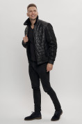 Оптом Классическая куртка кожанные мужская черного цвета 2499Ch в Екатеринбурге, фото 4