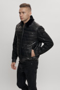 Оптом Классическая куртка кожанные мужская черного цвета 2499Ch в Екатеринбурге, фото 12
