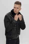 Оптом Классическая куртка кожанные мужская черного цвета 2499Ch в Екатеринбурге, фото 16