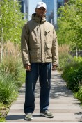 Оптом Куртка спортивная мужская весна осень бежевого цвета 25471B