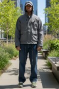 Оптом Куртка спортивная мужская весна осень серого цвета 25471Sr, фото 4