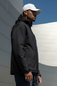 Оптом Куртка спортивная мужская весна осень черного цвета 25473Ch, фото 3