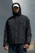 Оптом Куртка спортивная мужская весна осень черного цвета 25473Ch, фото 2