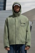 Оптом Куртка спортивная мужская весна осень цвета хаки 25473Kh, фото 3