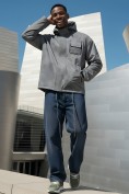 Оптом Куртка спортивная мужская весна осень серого цвета 25473Sr