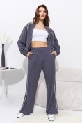 Оптом Женский спортивный трикотажный костюм с лампасами серого цвета 2583Sr, фото 6