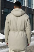 Оптом Парка мужская зимняя удлиненная с мехом бежевого цвета 2606B, фото 2