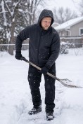 Оптом Толстовка мужская флисовая свободного кроя с капюшоном черного цвета 2623Ch, фото 6