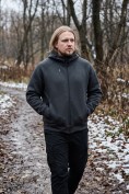 Оптом Толстовка мужская флисовая свободного кроя с капюшоном черного цвета 2623Ch, фото 8
