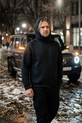 Оптом Толстовка мужская флисовая свободного кроя с капюшоном черного цвета 2623Ch, фото 10
