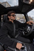 Оптом Толстовка мужская флисовая свободного кроя с капюшоном черного цвета 2623Ch, фото 2