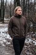 Оптом Толстовка мужская флисовая свободного кроя с капюшоном коричневого цвета 2623K, фото 11