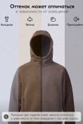 Оптом Толстовка мужская флисовая свободного кроя с капюшоном коричневого цвета 2623K, фото 15