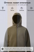 Оптом Толстовка мужская флисовая свободного кроя с капюшоном цвета хаки 2623Kh, фото 18