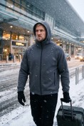 Оптом Толстовка мужская флисовая свободного кроя с капюшоном темно-серого цвета 2623TC, фото 9