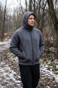 Оптом Толстовка мужская флисовая свободного кроя с капюшоном темно-серого цвета 2623TC, фото 10