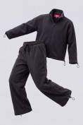 Оптом Костюм флисовый зимний свободного кроя черного цвета 2624Ch, фото 6