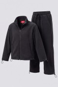 Оптом Костюм флисовый зимний свободного кроя черного цвета 2624Ch, фото 12