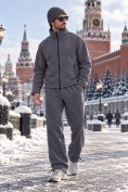 Оптом Костюм флисовый зимний свободного кроя темно-серого цвета 2624TC