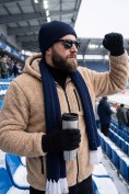 Оптом Толстовка мужская плюшевая с капюшоном на флисовой подкладке бежевого цвета 2627-1B, фото 10