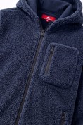 Оптом Толстовка мужская плюшевая с капюшоном на флисовой подкладке темно-синего цвета 2627-1TS, фото 14