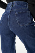 Оптом Джинсы клеш женские с высокой талией темно-синего цвета 2839TS, фото 12