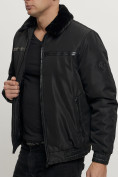 Оптом Куртка классическая с мехом мужская черного цвета 2917Ch в Екатеринбурге, фото 9