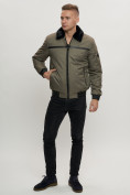 Оптом Куртка классическая с мехом мужская цвета хаки 2917Kh в Казани, фото 5