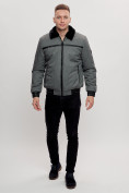 Оптом Куртка классическая с мехом мужская серого цвета 2917Sr в Казани