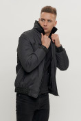 Оптом Куртка классическая с мехом мужская темно-серого цвета 2917TC, фото 5