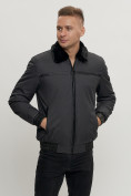 Оптом Куртка классическая с мехом мужская темно-серого цвета 2917TC, фото 4