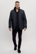 Оптом Куртка классическая с мехом мужская темно-синего цвета 2965TS в Казани, фото 2