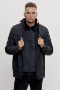 Оптом Куртка классическая с мехом мужская темно-синего цвета 2965TS в Казани, фото 4