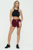 Оптом Спортивные шорты женские бордового цвета 3005Bo, фото 2