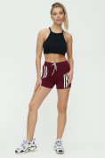 Оптом Спортивные шорты женские бордового цвета 3006Bo, фото 3
