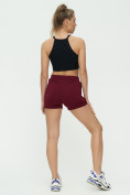 Оптом Спортивные шорты женские бордового цвета 3006Bo, фото 5