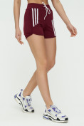 Оптом Спортивные шорты женские бордового цвета 3006Bo, фото 7