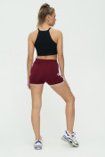 Оптом Спортивные шорты женские бордового цвета 3010Bo, фото 5