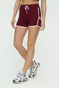 Оптом Спортивные шорты женские бордового цвета 3010Bo в Перми, фото 7