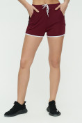 Оптом Спортивные шорты женские бордового цвета 3019Bo