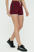 Оптом Спортивные шорты женские бордового цвета 3019Bo, фото 6