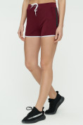 Оптом Спортивные шорты женские бордового цвета 3019Bo, фото 7