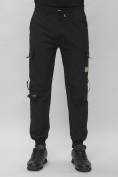 Оптом Брюки джоггеры спортивные с карманами мужские черного цвета 3073Ch в Екатеринбурге, фото 6