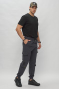 Оптом Брюки джоггеры спортивные с карманами мужские темно-серого цвета 3073TC в Екатеринбурге, фото 3